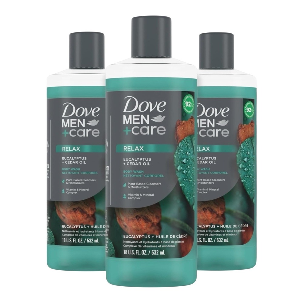 Dove‎ Men+Care - Relax Eucalyptus + Cedar Oil Body Wash (18 oz) - 3 Pack
